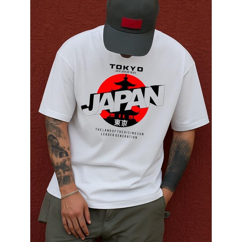 

Men s Japan Tokyo Tee -Themed T-Shirt - Short Sleeve Round Neck Casual Shirt with Graphics - Plus Size 4XL білий