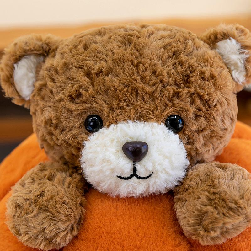 Barcelona Pumpkin Bear Plush Toy Cartoon Cute Pumpkin Bear Doll Bed Sleeping Doll Birthday Gift