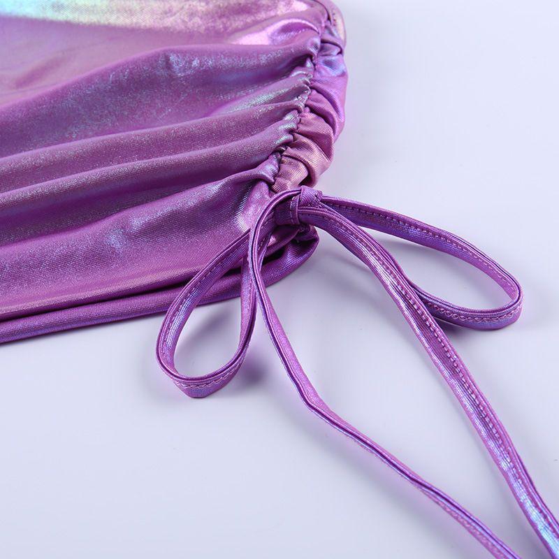 Colorblock Neckholder-Top mit Ketten-Träger und Rüschen-Detail