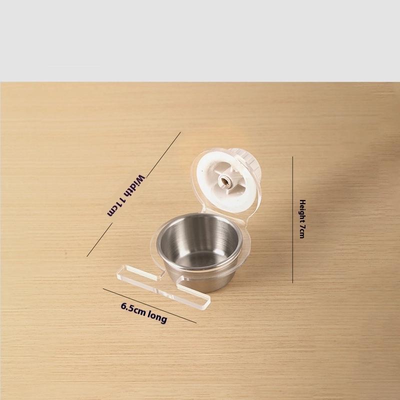 

Acrylic Stainless Steel Bird Food Bowl Hangable Detachable With Stand Prevent Scattering Dispenser Parrots Food Container