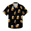 Men's Casual Short Sleeve Button Down Shirt Beer Mug Print Lightweight Breathable Fabric Relaxed Fit Summer Shirt