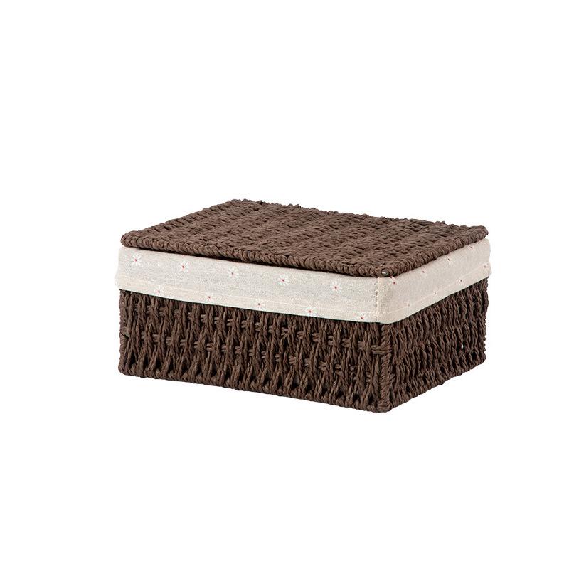 Woven Rattan Storage Basket with Lid - Snack, Sundries & Key Organizer