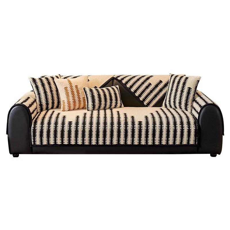 Light Luxury High-End Sofa Cushion Universal In All Seasons  New Autumn And Winter Plush Non-Slip Straight Row Sofa Cover Cover Cloth