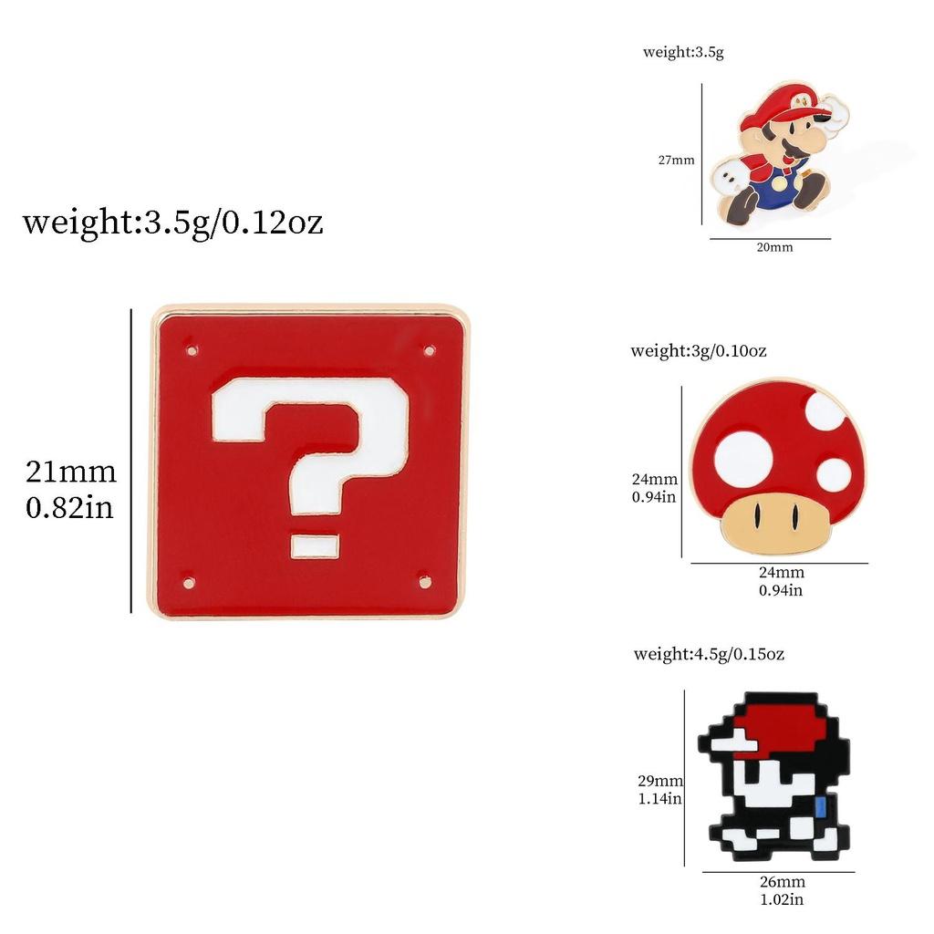 Cute Cartoon Character Mario Brooch Super Mario Mario Metal Badge Lovely Bag Accessory Pin
