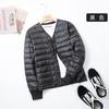 2025 down jacket men's short slim fit thickened warm and thin collarless V-neck white duck down liner jacket cotton jacket