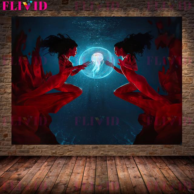 The Three Sisters of Witches and Natural Botany Witch Wall Art Oil Painting Vampire Queen Poster and Printmaking Family