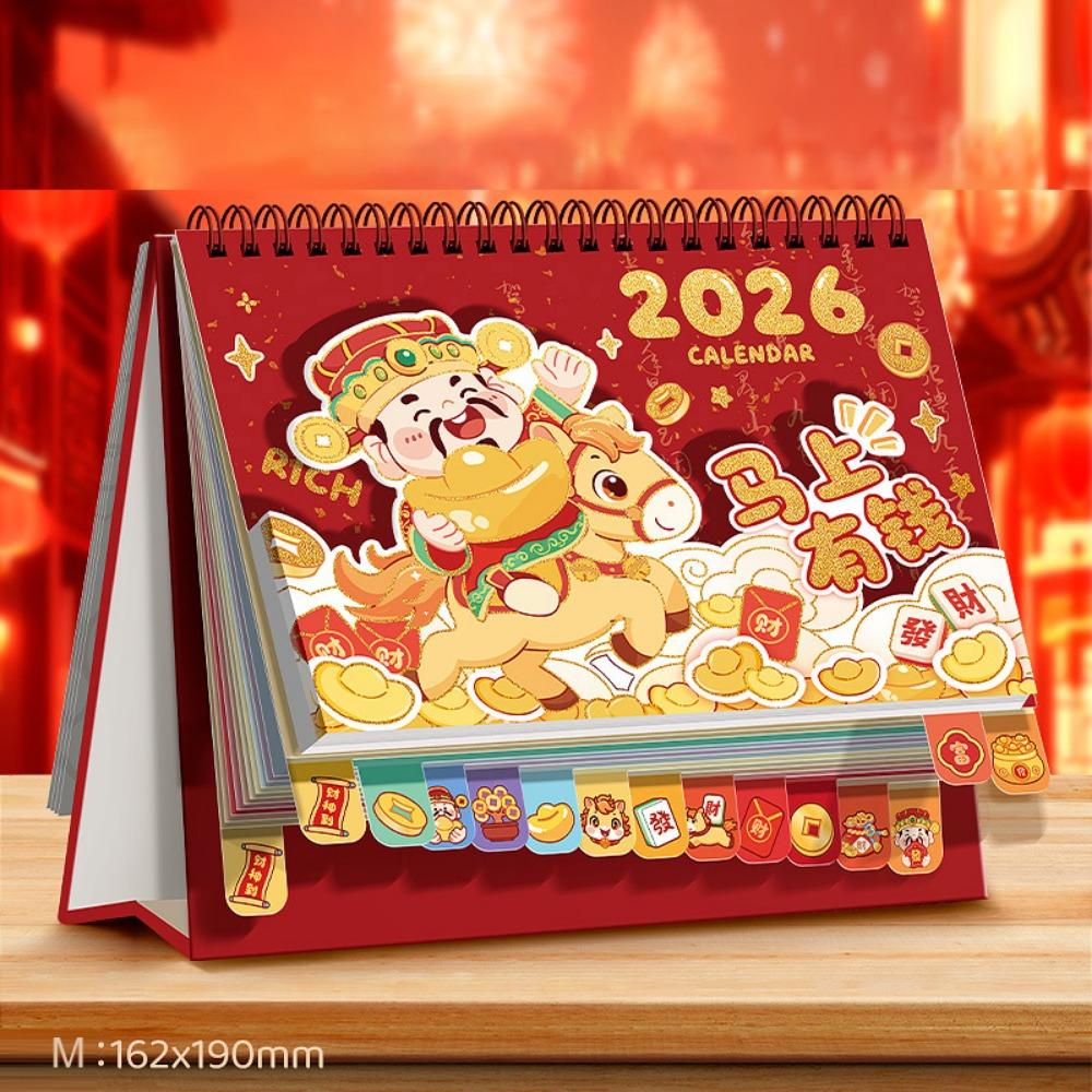 Memo Notes 2026 Desk Calendar One Month to View Coil Binding Tabletop Schedule Cartoon Monthly & Daily Planner Home