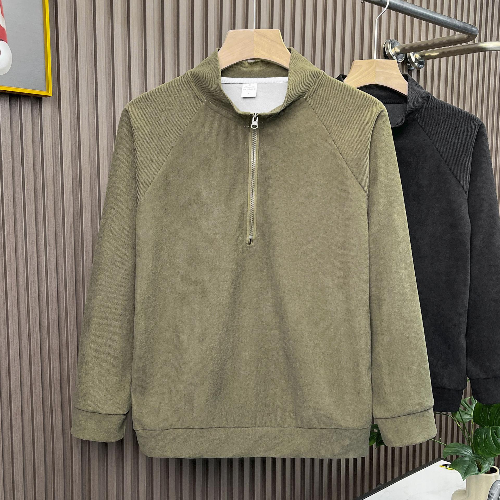 

Pullover Baseball Jersey Sports European Semi-zipper Sweater Men s Fashion Loose Shoulder Long-sleeved T-shirt 2026 M зелёный