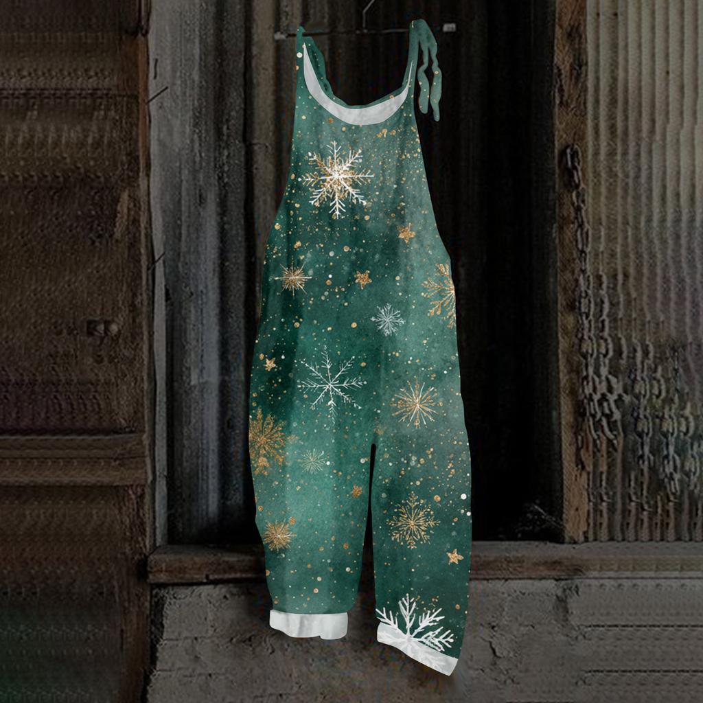 Women's Jumpsuit  Print Casual Loose Vintage Shoulder Strap Cotton Linen