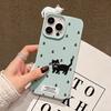 Korean Cute 3D Lying Cat Cartoon Dog Phone Case For iPhone 13 11 16 15 12 14 17 Pro Max 17Air Lichee Pattern Soft Silicone Cover