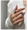 S925 Silver Korean Aventurine and Black Agate Statement Ring