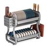 Starry Grey Double Layer Kitchen Dish Drying & Storage Rack