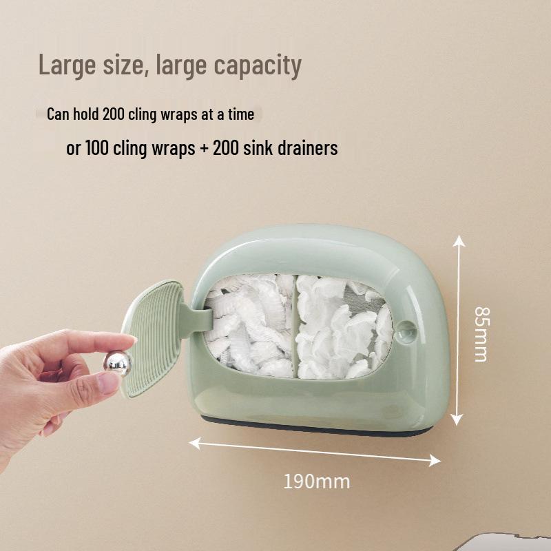 Wall-Mounted Kitchen Organizer: Cling Film, Fresh Bag, Gloves & Trash Bag Storage Box