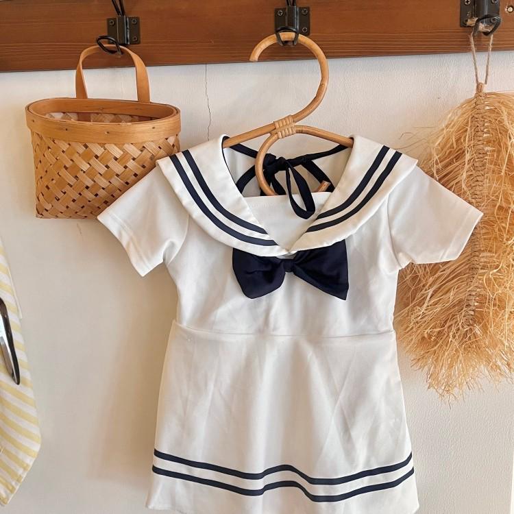 2025 New Girls' Chinese Style White One-Piece Swimsuit - Holiday Fashion Swimwear