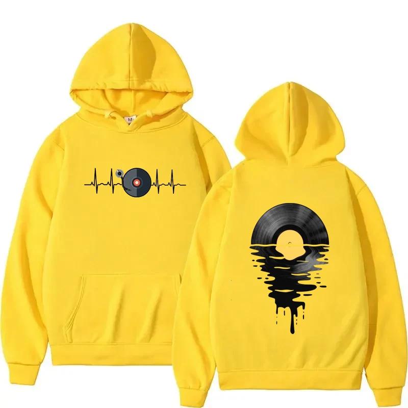 Vinyl Record Printed Hoodie Autumn Winter Men Women Casual Classical Fashion Loose O-Neck Long Sleeve Tops Sweatshirts