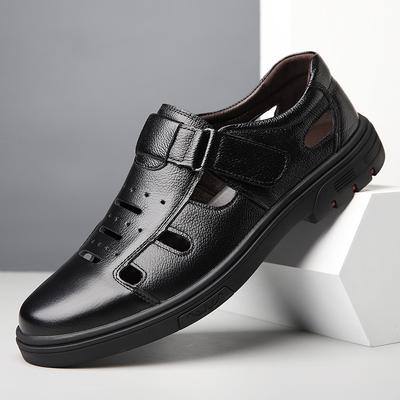 Big Size Breathable Hallow Cow Leather Shoes for Men 2025 Summer New Designer Shoes Male Casual Anti-slip Sandals Man