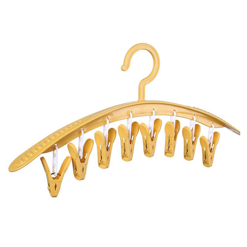 

Бытовая многофункциональная бесследная вешалка для одежды, ветрозащитная пластиковая утолщенная сушилка, зажим для носков и нижнего белья, вешалка для одежды 41CM жёлтый