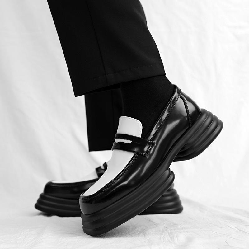 Fashion Shoes for Men Square Head Casual Leather Shoe British Style Derby Shoe Leather Men Loafers Shoes High Quality Casual Men Shoes