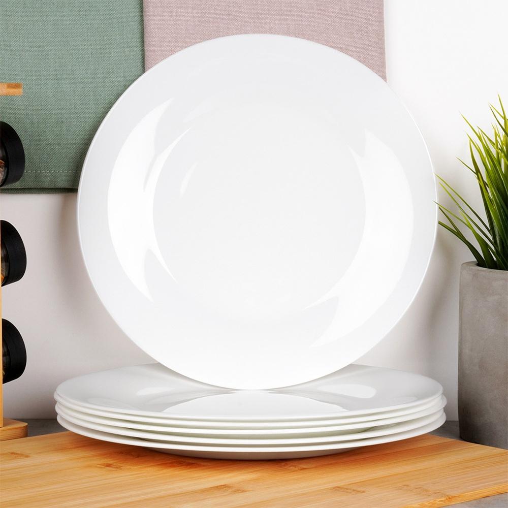 6x Large Flat Dinner Plate for Dinner White Plate Set