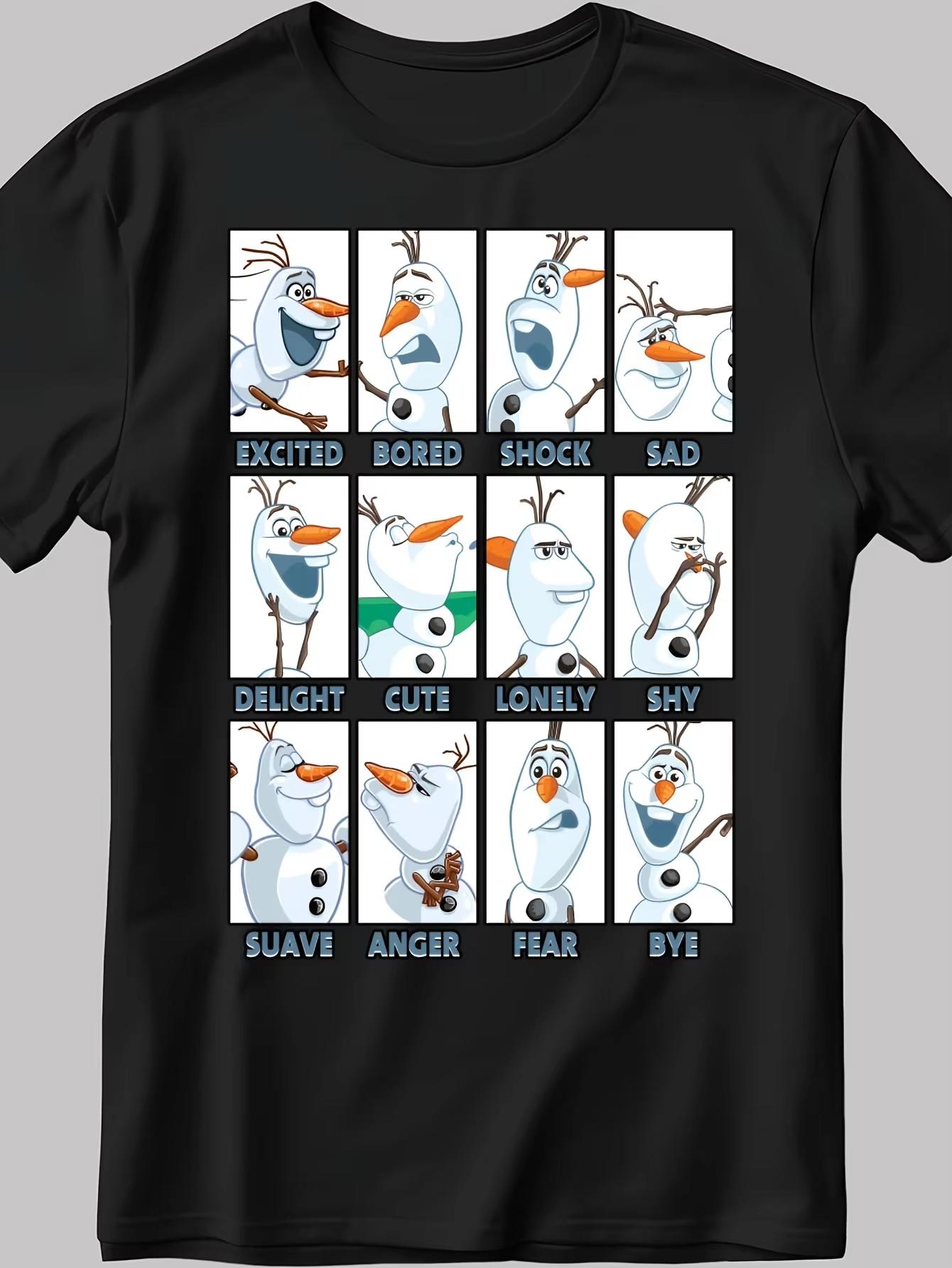 2025 New Unisexs and Women   Olaf From Frozen Pattern Tshirt Daily Leisure and Theme Activities Wear Unisex Short Sleeves S