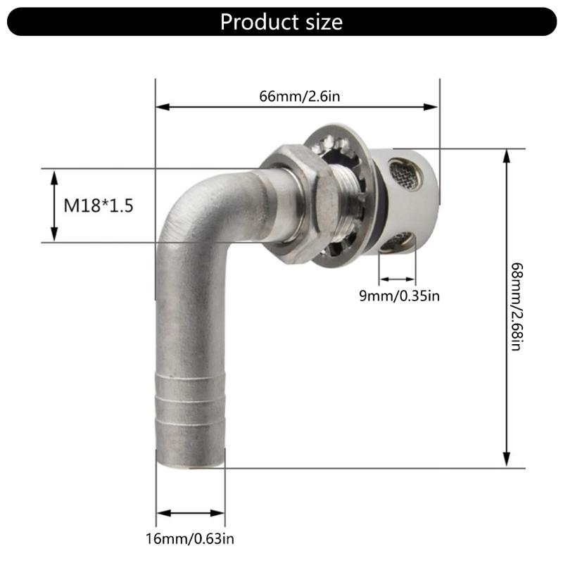 Marine Grade Boat Gas Tanks Vent Fuel Tanks Breather Vent for 5/8in Hose Boat Flush Mount Thru-Hull Fuel Gas Tanks Vent