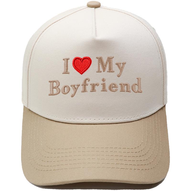 My Boyfriend Love Embroidery Truck Driver Baseball Cap Retro Color Matching Men's and Women's Casual Sun Hat