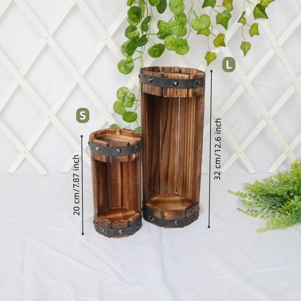 Rustic Wood Flower Pots Durable Flower Boxes Succulent Planter Flower Containers Balcony Planting
