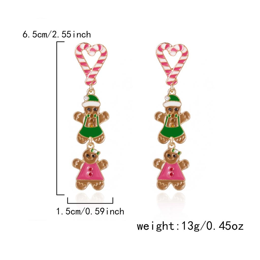Christmas Heart Crutch Stacked Gingerbread Fringe Drop Earrings Xmas Holiday Dangle Earring New Year Jewelry Gift For Women Men