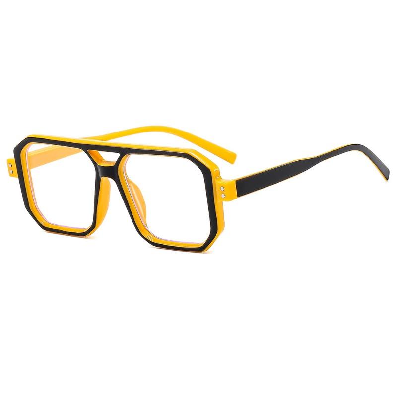 

Трендовая оправа для очков с двойной перекладиной, защищающая от синего света, с большой оправой, оправа для очков с заклепками, унисекс, универсальная, в стиле ретро Anti Blue Light