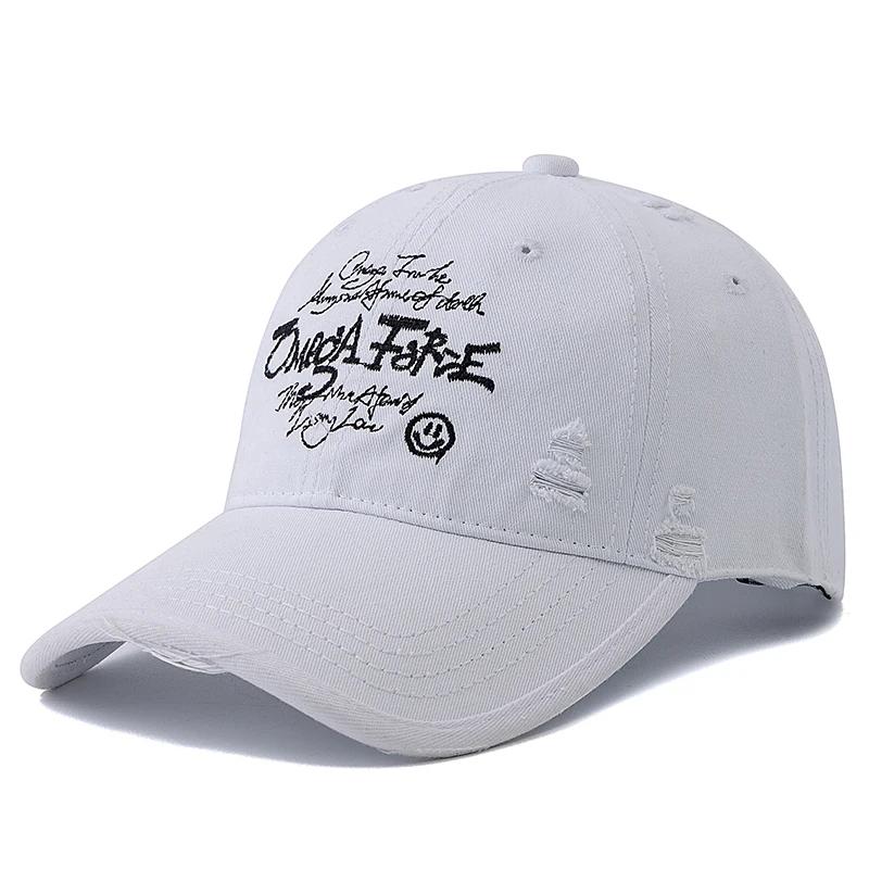 Hot Sale Unisex Baseball Cap Smile Letter Embroidered Cotton Hole Cap Dad Hat Men And Women Outdoor Washed Cotton Hat Cap