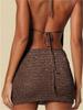 Women Knit Beach Set Sexy Wrap Backless Lace-up Sleeveless Top Mini Skirt 2-piece 2025 Chic Summer Outfit Swimwear Cover Up K153