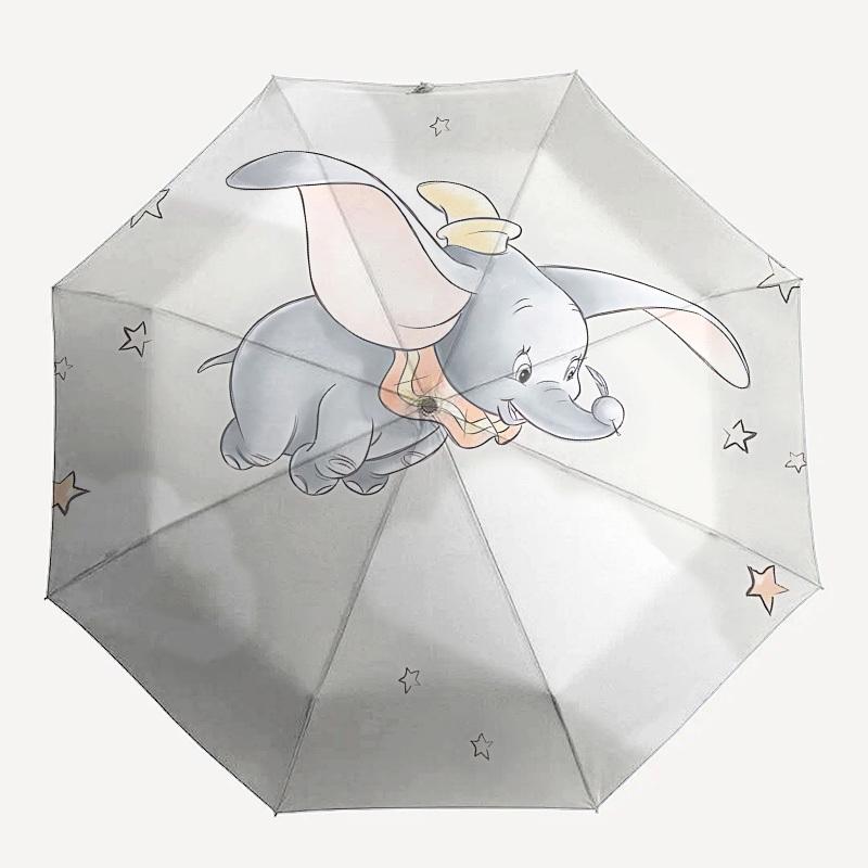 Dumbo "Motivation" Themed Automatic Opening and Closing Umbrella, Brightly Colored 8-rib Portable Umbrella, Suitable for Men and Women, A Perfect Gift