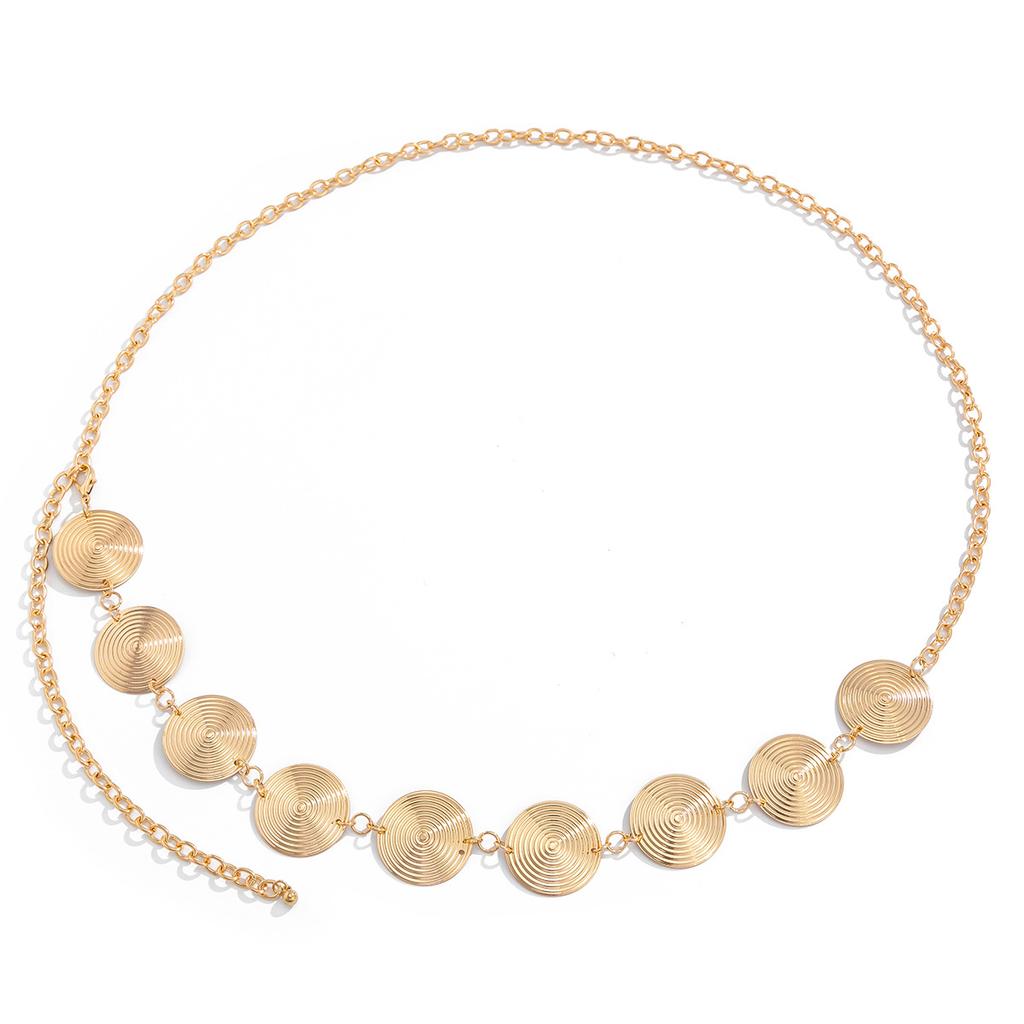 Cold Wind Spiral Pattern Metal Waist Chain Waist Chain Simple Geometric Disc Body Chain Female