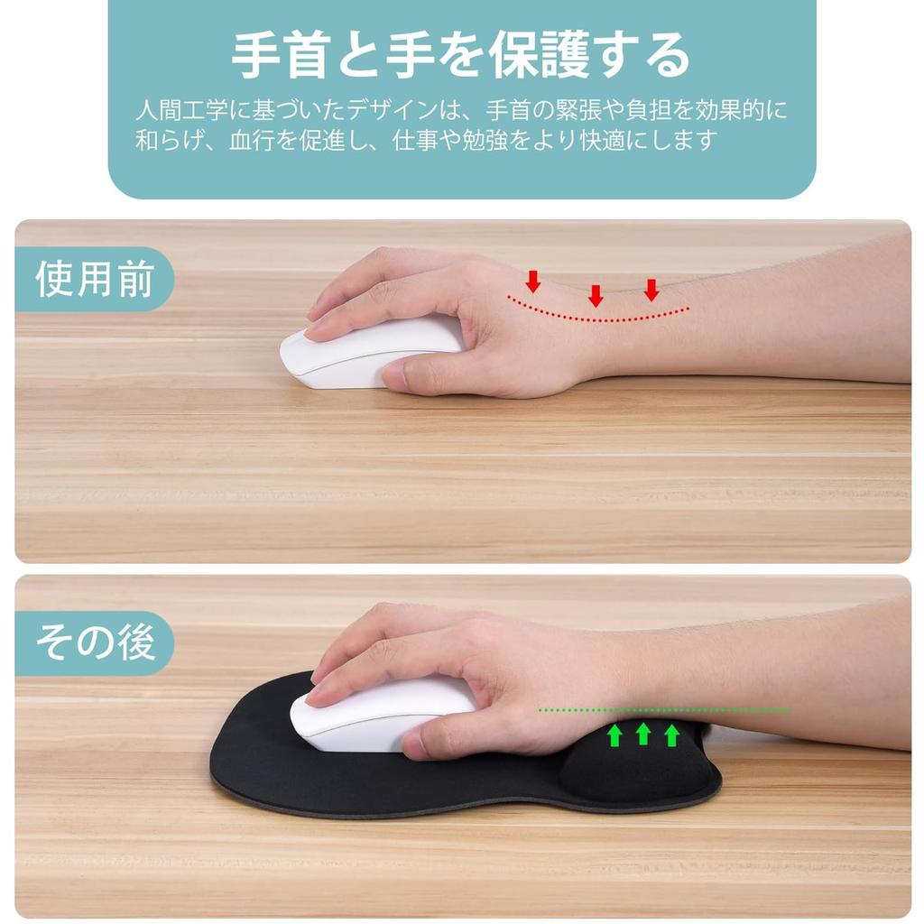 EooCoo Ergonomic Gaming Mouse Pad with Wrist Wrist Rest Mouse Reduces Comfortable and Soft Silicone Base with Low for Internet Cafe Black Support,