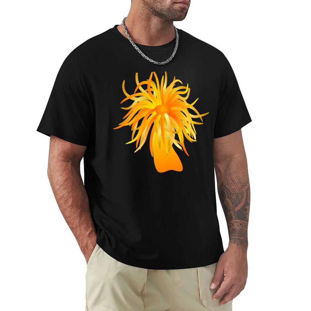 Yellow Sea Anemone Tshirt Simple Casual Short Sleeve Tee