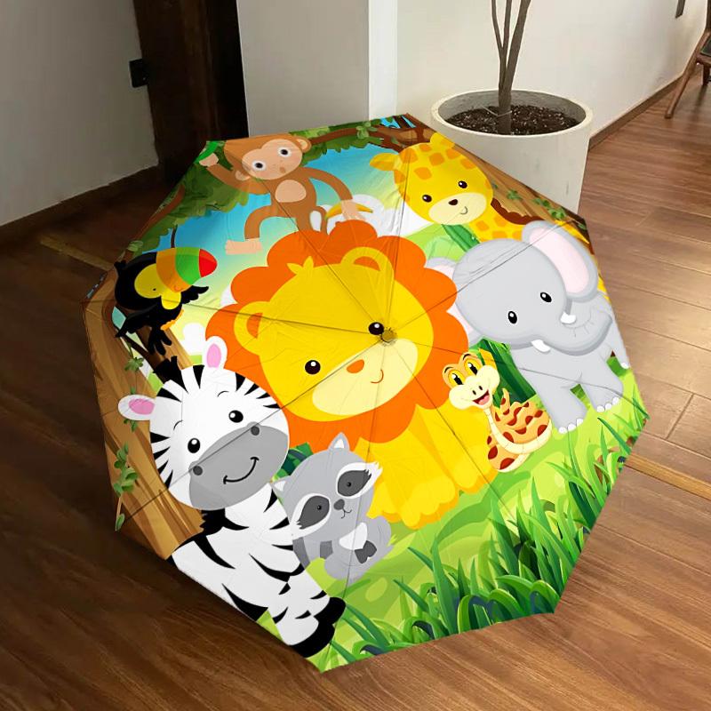 

1pc Jungle Animals Automatic Open/Close Umbrella, Folding Compact Umbrella with Lightweight Design for Women/Men yy251011049