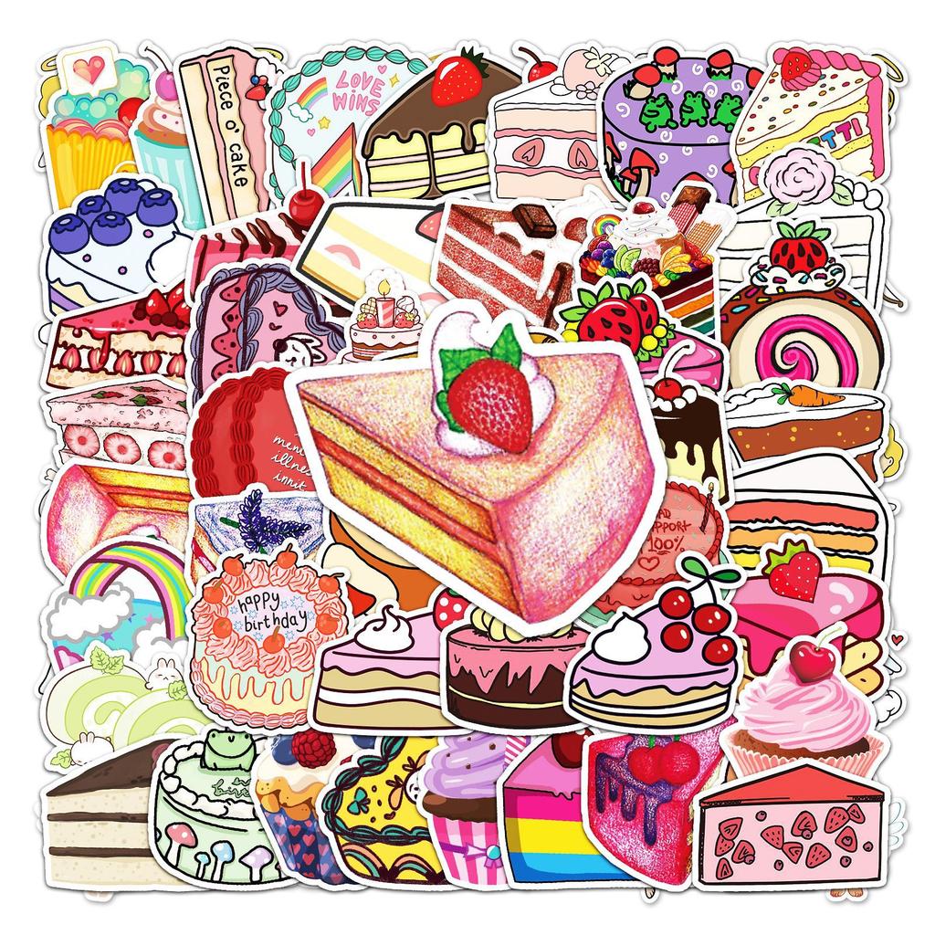 50 Cakes Doodle Personality Cartoon Small Fresh Dessert DIY Skateboard Water Cup Suitcase Sticker Waterproof
