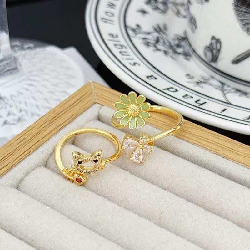 Mode Kreativ Licht Luxus Nische Hoher Sinn Offener Ring Schlicht Freundin Farbe Schatz Paarring Super Flash Ring Frauen