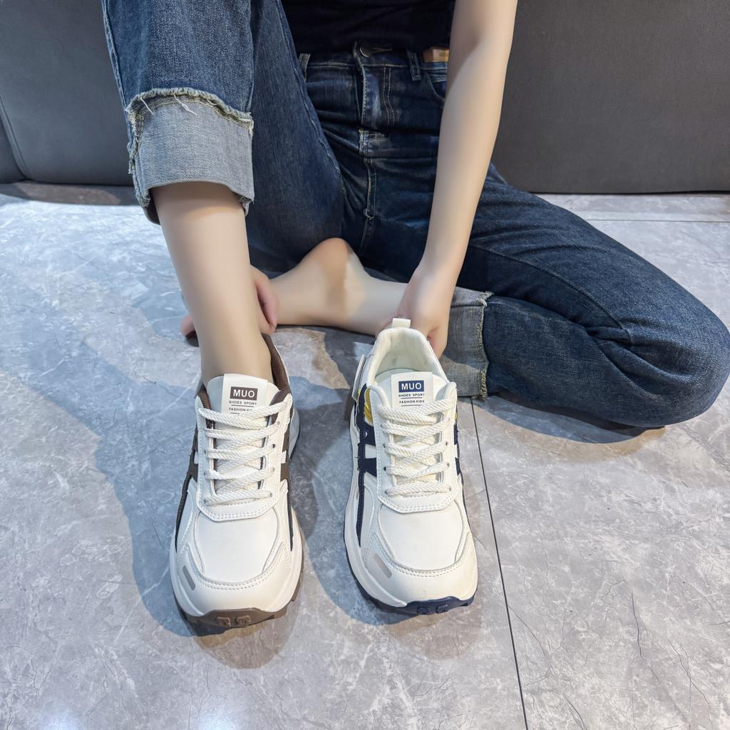 Leather platform Forrest Gump shoes women's 2025 autumn new fashionable versatile small height increase sports and leisure dad shoes
