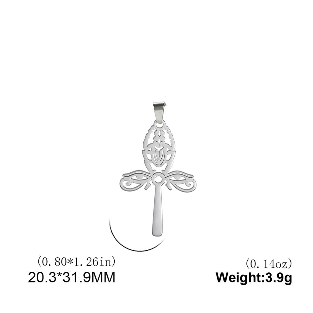 LIKGREAT Egyptian Ankh Cross Egypt Eye Pendant for Necklace Earrings Stainless Steel Eye of Horus Charms for Jewelry Making DIY