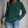 Spring Autumn Women's Round Neck Casual Color Long Sleeved T-shirt Top