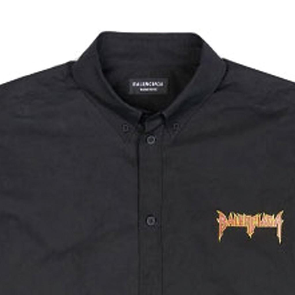 Balenciaga Metallica Long Sleeve Shirt Oversized Fit 'Black Orange' Men's 699053TYB181000