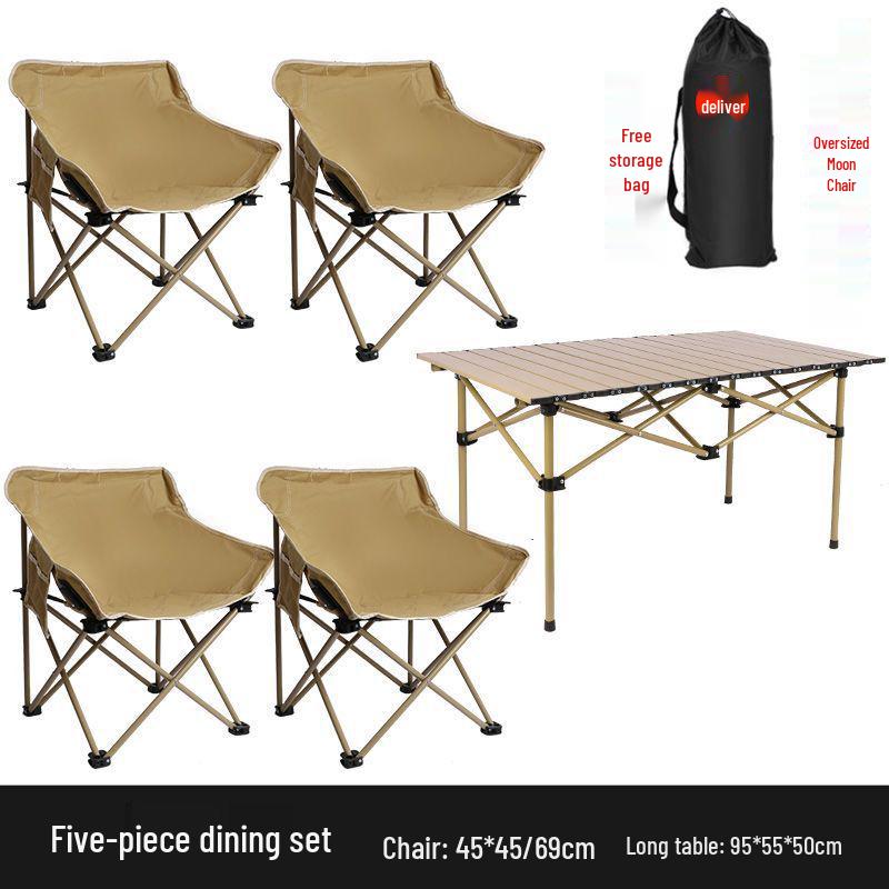 Outdoor Folding Camping Table & High-Back Chair Set