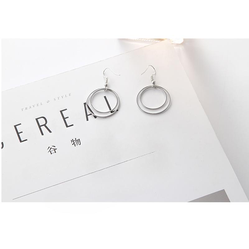 

Ювелирные изделия в европейском и американском минималистском стиле, простые и персонализированные металлические двухслойные маленькие обручи с геометрическим рисунком, серьги-кольца