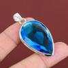 Faceted Swiss Blue Topaz Pendant Gemstone Pendant Handmade Jewelry 925 Sterling Silver Pendant Dainty Pendant Gift For Dad Statement Jewelry