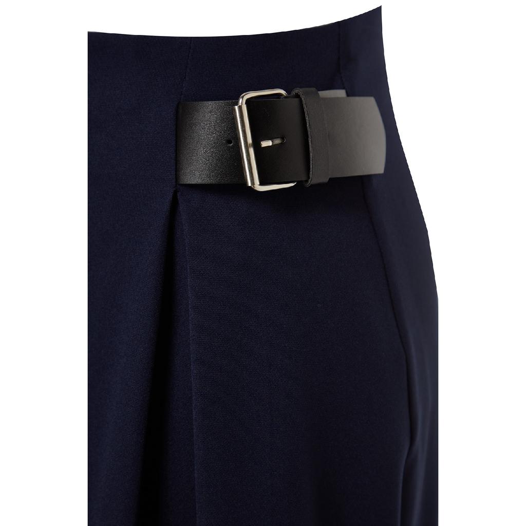 Navy Blue Belt Detailed Woven Skirt Tctaw24ee00014