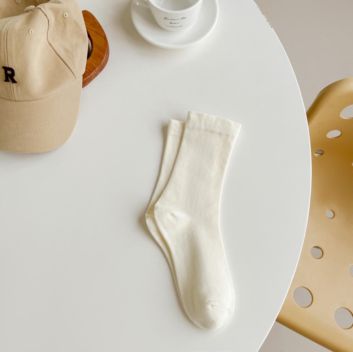 

Однотонные носки, женские носки до середины икры, носки из лунного хлопка свободной посадки, универсальные махровые носки, осень, зима, весна и лето 1 pair белый