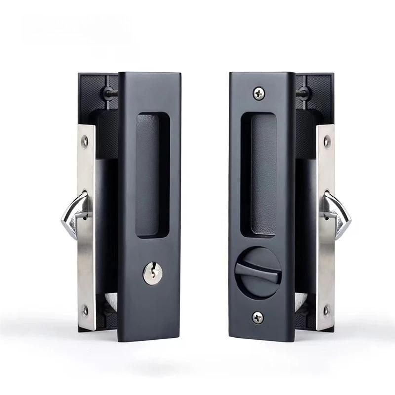 Sliding Door Lock Shift Door Lock Invisible Wooden Door Lock Dark Door Black Shift Door Handle Trip Kitchen Bathroom Door Lock