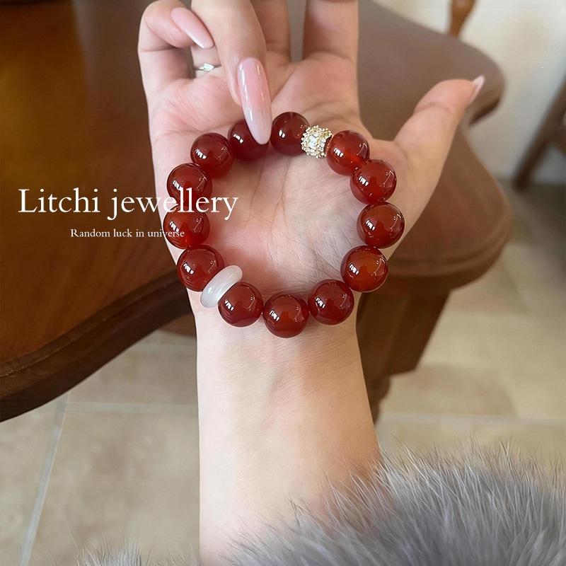 

Winter Joy2026Natural Red Agate Crystal Bracelet - High-End Luck-Bringing Amulet for Women Winter Joy12mm【15-16CM