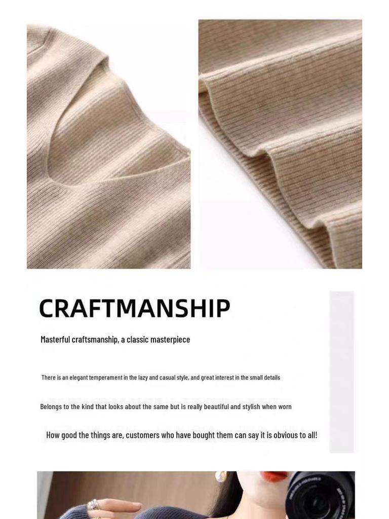 Hengyuanxiang Women's V-Neck Cashmere Sweater Dress - Mid-Length, Long Sleeve, Knitted